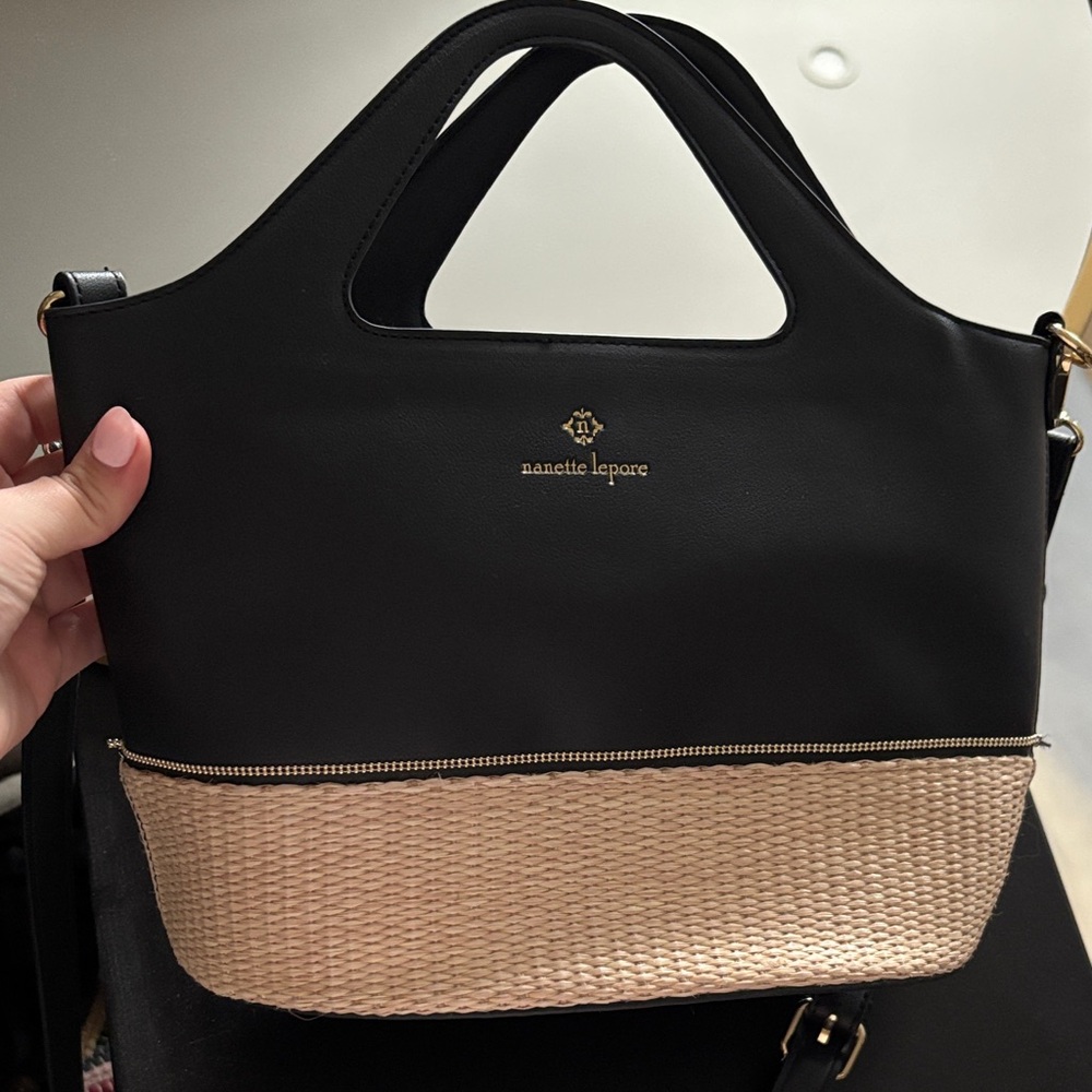 Nanette Lepore Black and Tan Tote Bag